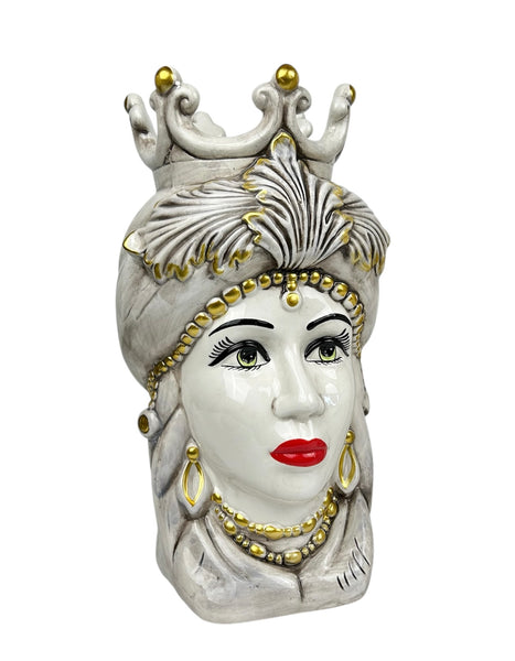Coppia teste di moro vasi in ceramica siciliana realizzati e decorati a mano art. S TIME