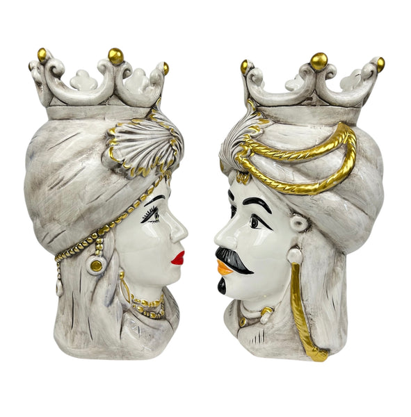 Coppia teste di moro vasi in ceramica siciliana realizzati e decorati a mano art. S TIME