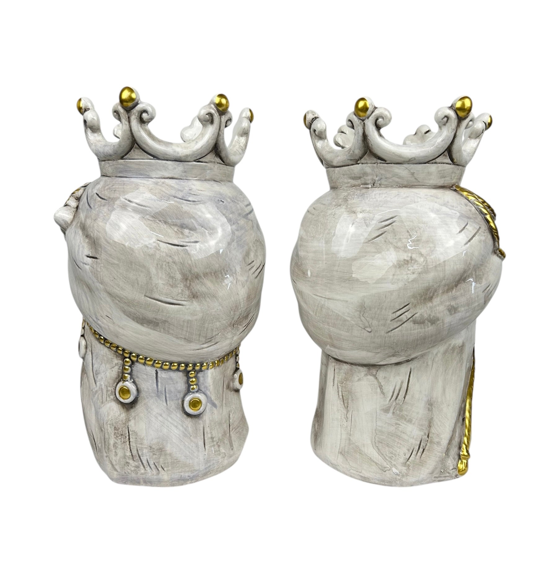 Pair of Sicilian ceramic Moor's heads from Caltagirone h20cm art. Cerchi 