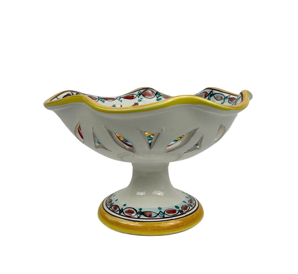 Centrotavola alzata in ceramica decorata a mano da ceramisti siciliani gomes art 5