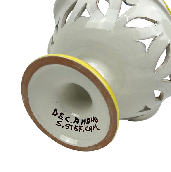 Centrotavola alzata in ceramica decorata a mano da ceramisti siciliani gomes art 5