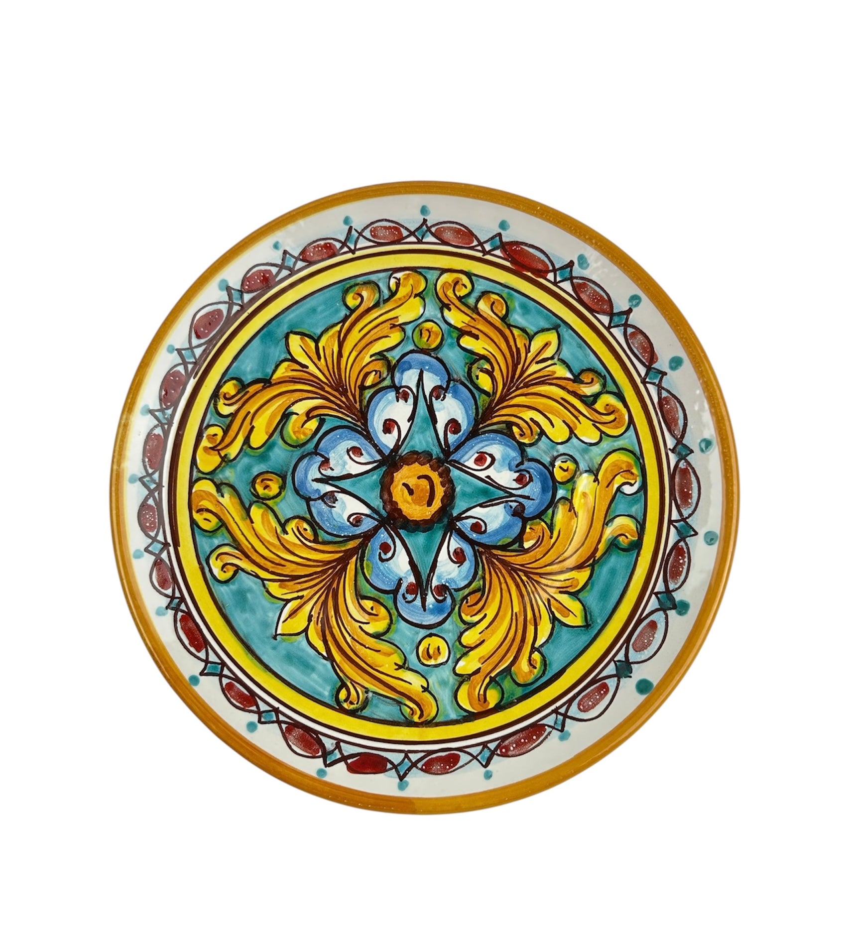Piatto piccolo in ceramica decorata a mano da ceramisti siciliani gomes art 14
