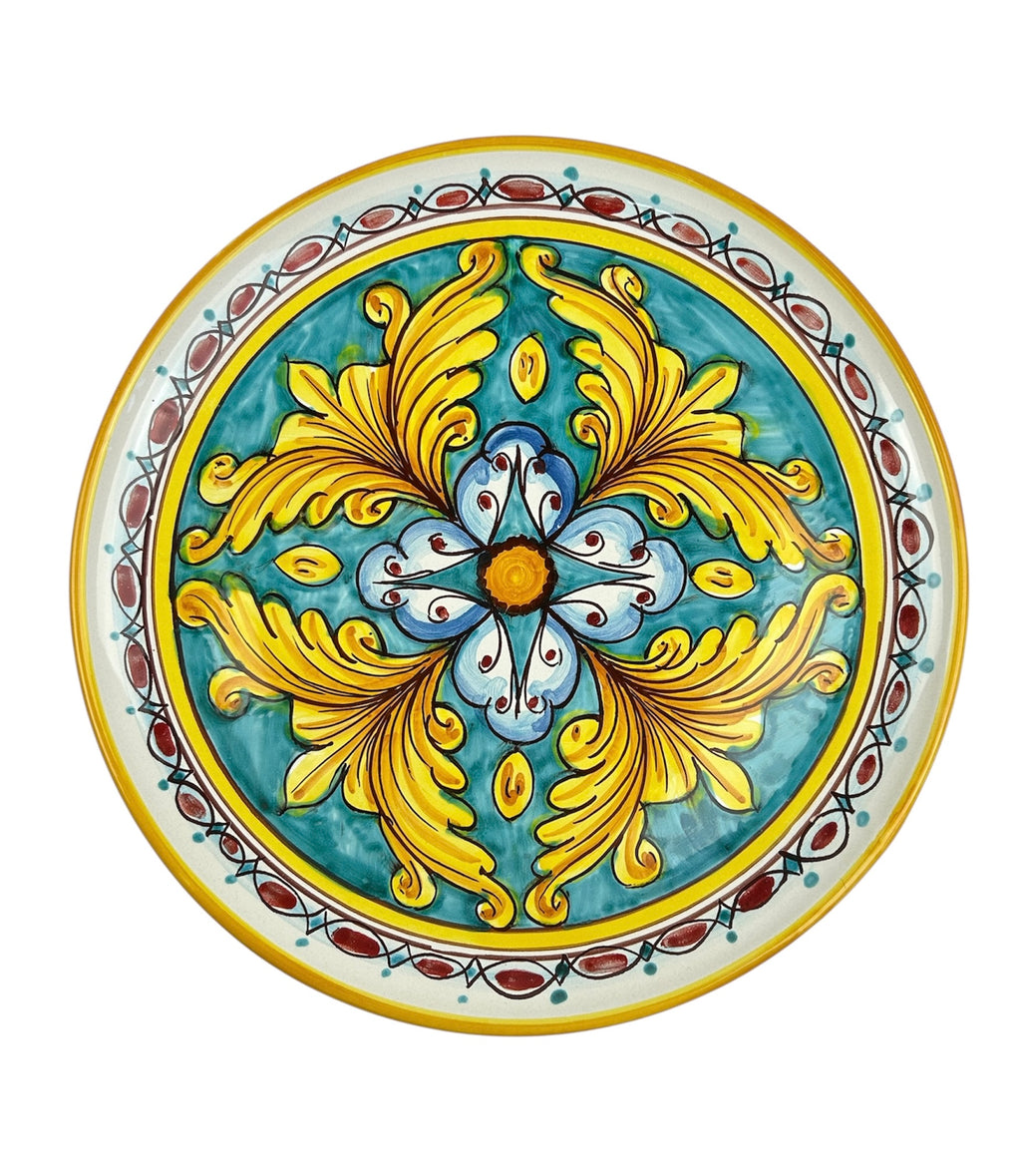 Piatto grande in ceramica decorata a mano da ceramisti siciliani gomes art 12