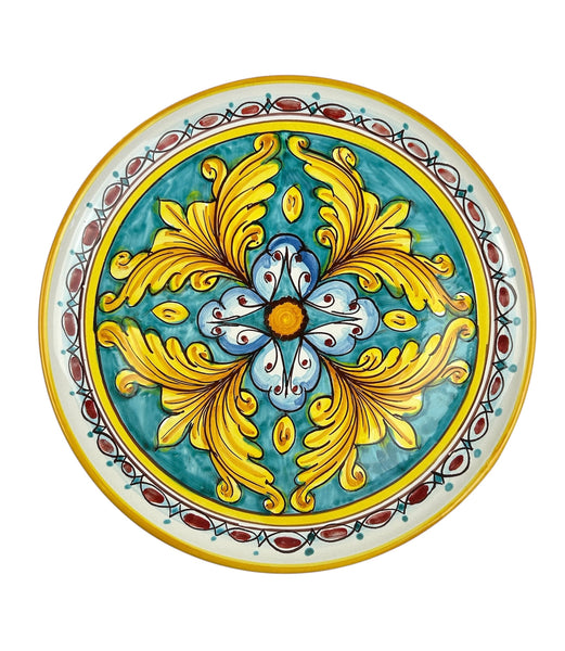 Piatto grande in ceramica decorata a mano da ceramisti siciliani gomes art 12