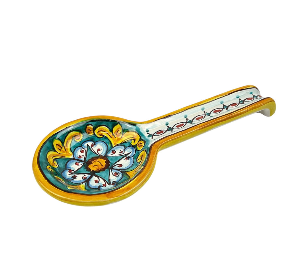 Poggiamestolo in ceramica decorata a mano da ceramisti siciliani gomes art 25