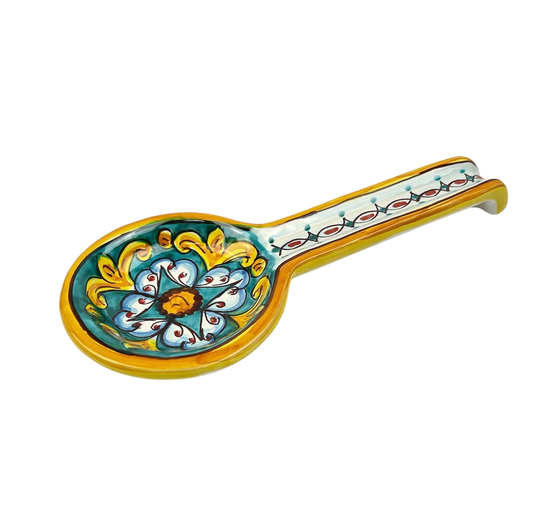 Poggiamestolo in ceramica decorata a mano da ceramisti siciliani gomes art 25