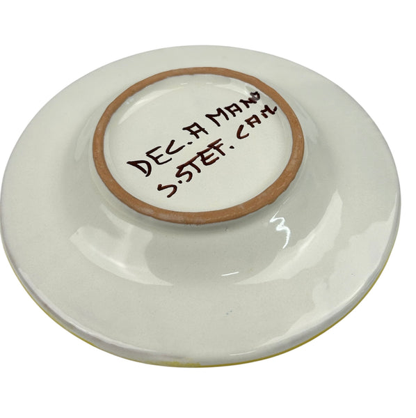 Portacenere rotondo in ceramica decorata a mano da ceramisti siciliani art. gomes