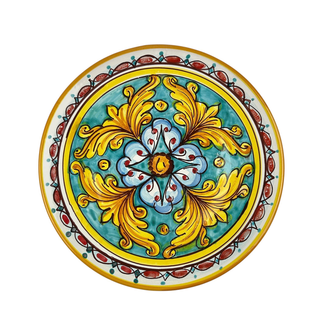 Small ceramic plate decorated by hand by Sicilian ceramists lemons art 14