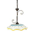 Lampadario a sospensione 1 luce rustico in ferro battuto e ceramica realizzato e decorato artigianalmente ingresso cucina coll. gomes
