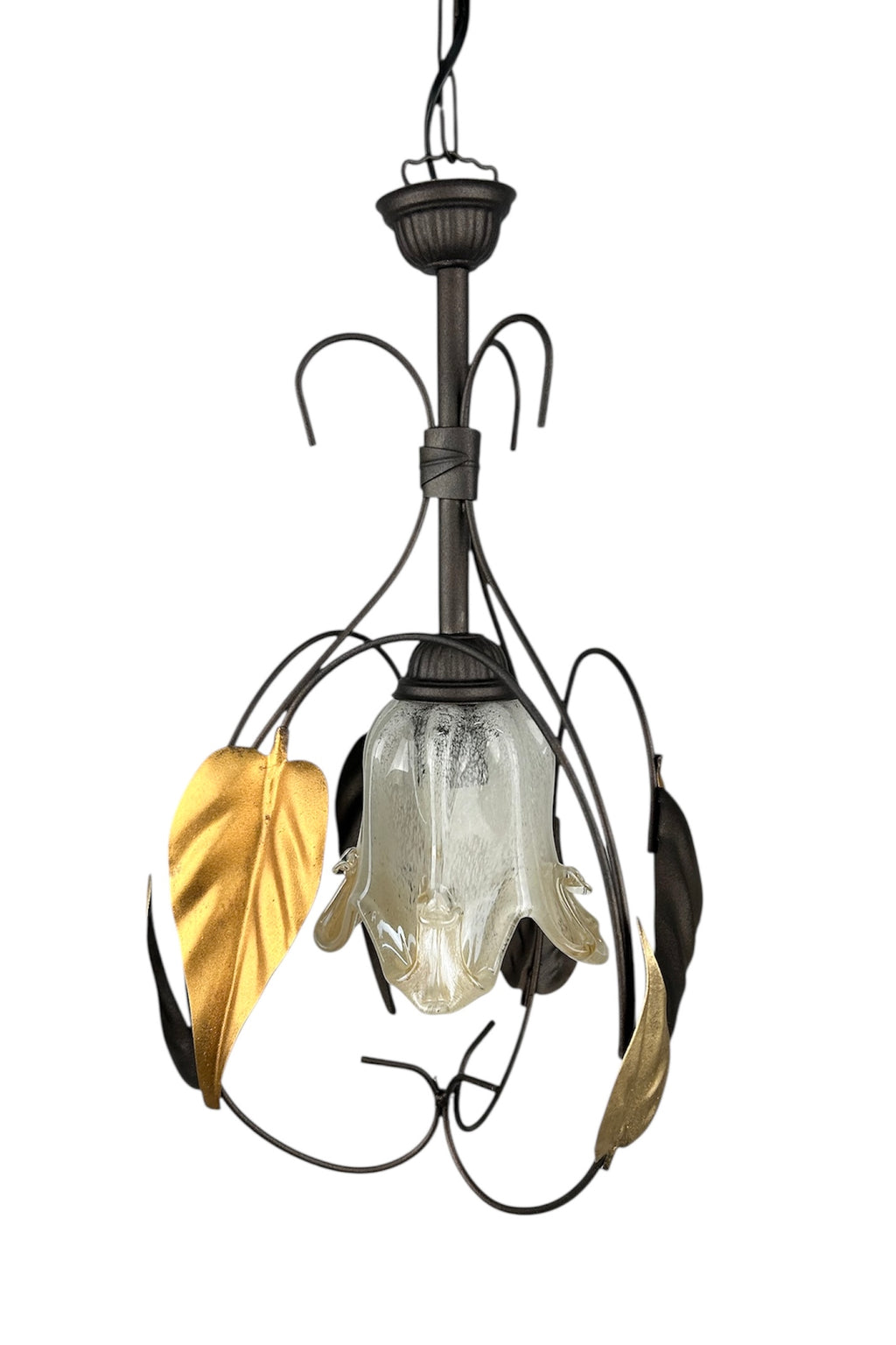 Lampadario a Sospensione ingresso 1 Luce in ferro battuto e vetro, per Cucina, Bagno, Camera, Soggiorno, Scala, Corridoio art. lisa