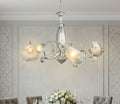 Lampadario a 5 luci moderno in ferro battuto e vetro realizzato artigianalmente coll. venere