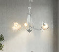 Lampadario a 3 luci moderno in ferro battuto e vetro realizzato artigianalmente coll. venere