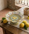 Medium raised ceramic centerpiece hand decorated by Sicilian ceramists lemons art 4