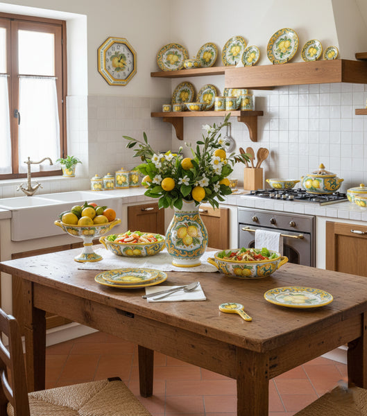 Poggiamestolo in ceramica decorata a mano da ceramisti siciliani limoni art 25