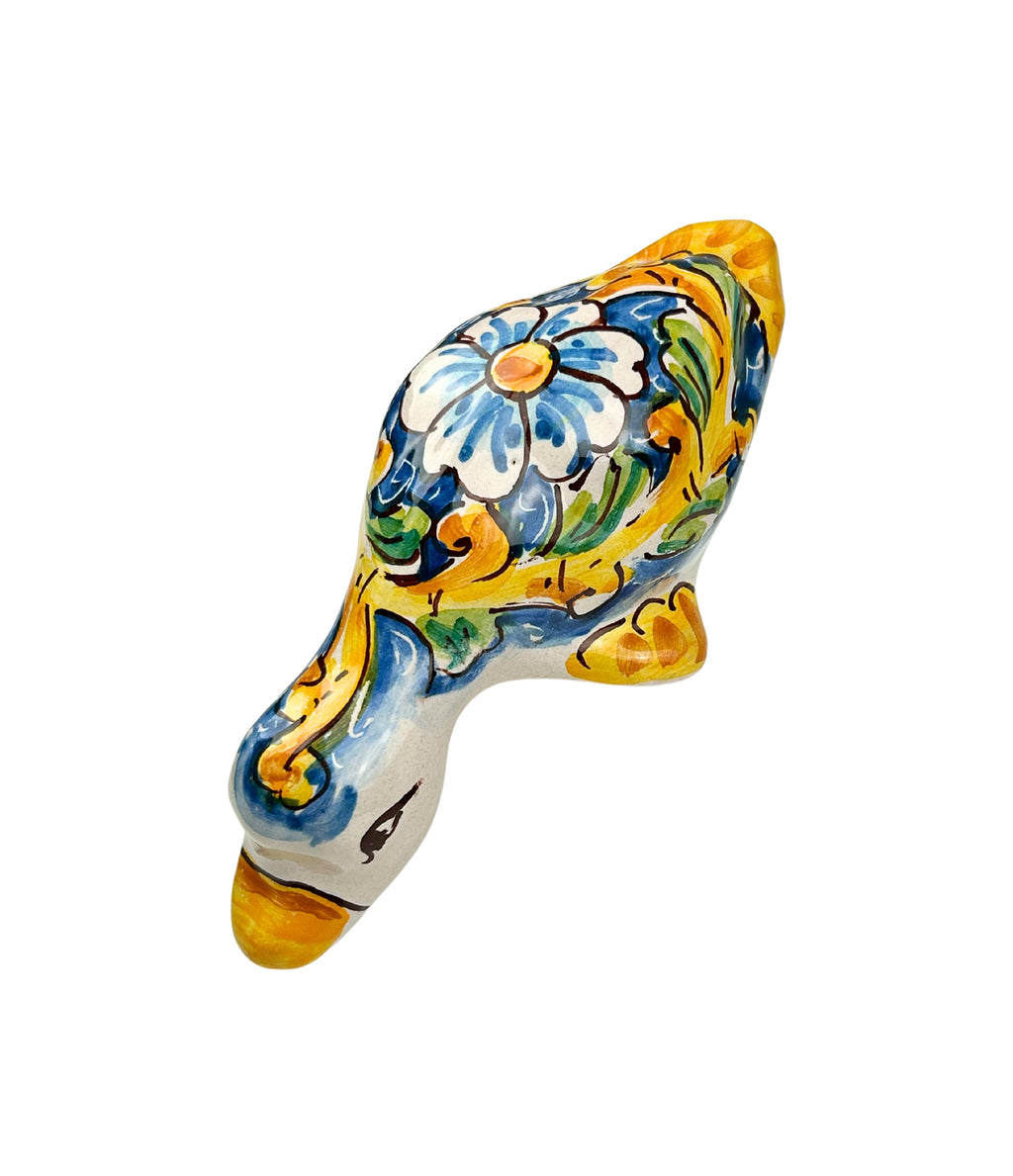 Papera in ceramica siciliana di santo stefano di camastra realizzata e decorata totalmente a mano barocco