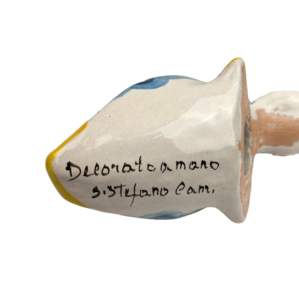 Papera in ceramica siciliana di santo stefano di camastra realizzata e decorata totalmente a mano fiore rosso