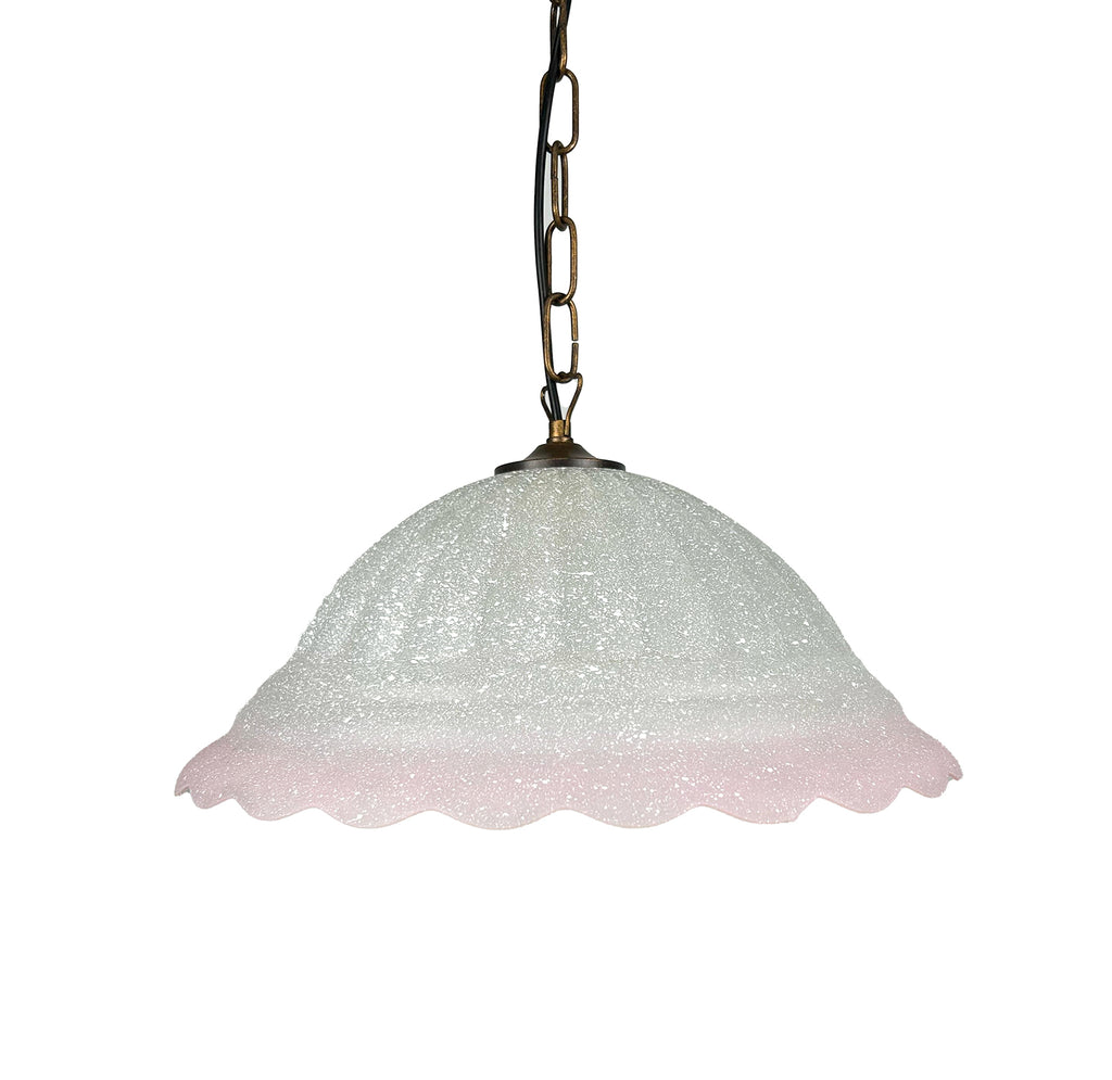 Lampadario a Sospensione Classico in Vetro, 1 Luce, per Cucina, Bagno, Camera, Soggiorno, Scala, Corridoio art. onda (ROSA)