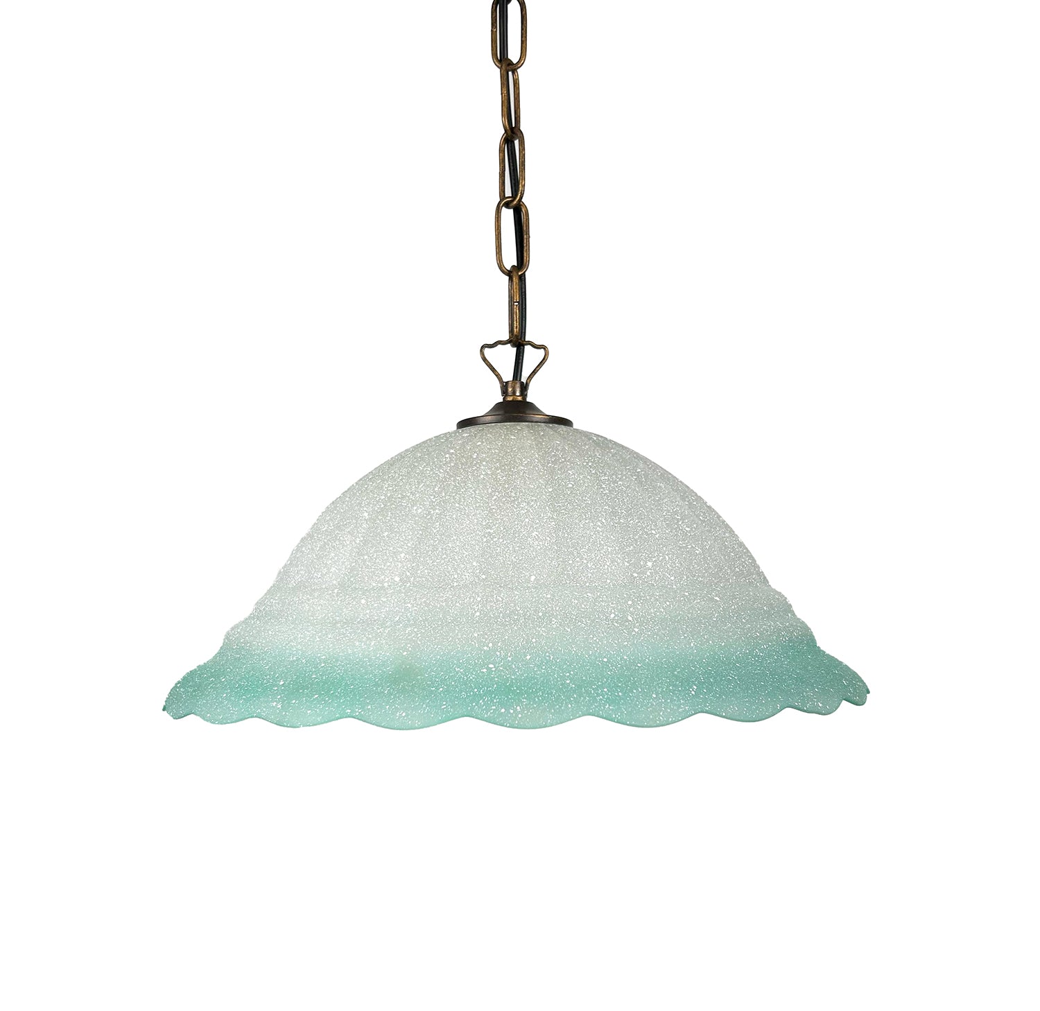 Lampadario a Sospensione Classico in Vetro, 1 Luce, per Cucina, Bagno, Camera, Soggiorno, Scala, Corridoio art. onda (VERDE)