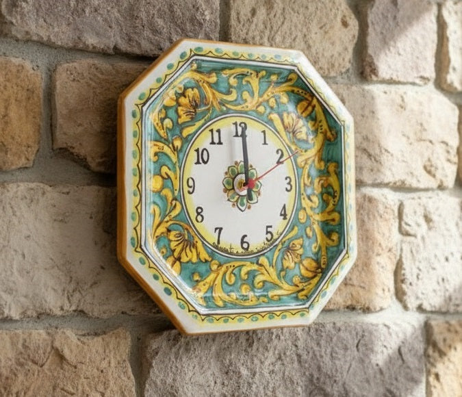 Wall clock in ceramic hand decorated by Sicilian ceramists gianluca art 24