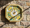Wall clock in ceramic decorated by hand by Sicilian ceramists lemons art 24