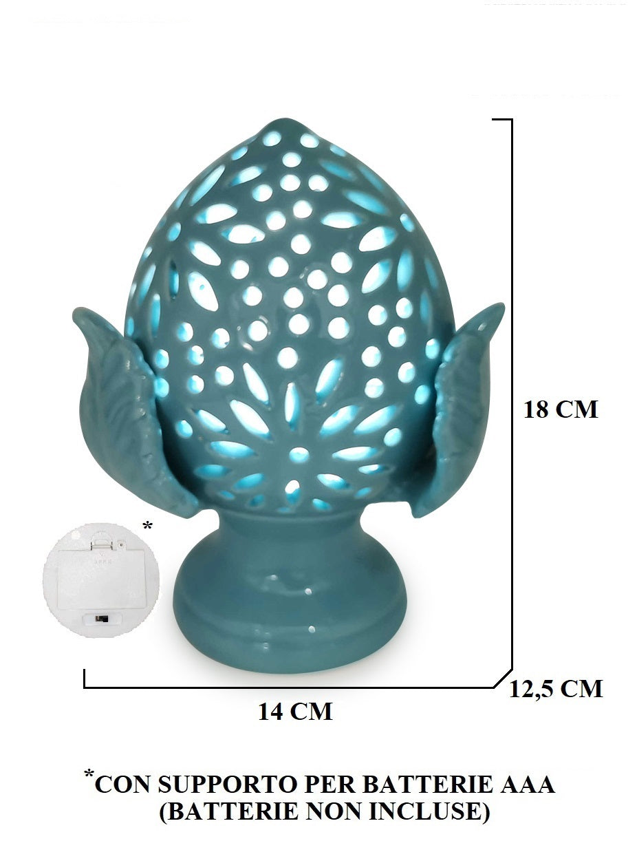 Sicilian pine cone dove gray silver base hand made and decorated resin h19cm VL