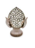 Sicilian pine cone dove gray silver base hand made and decorated resin h19cm VL
