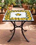 Hand-decorated rectangular lava stone table art. favignana