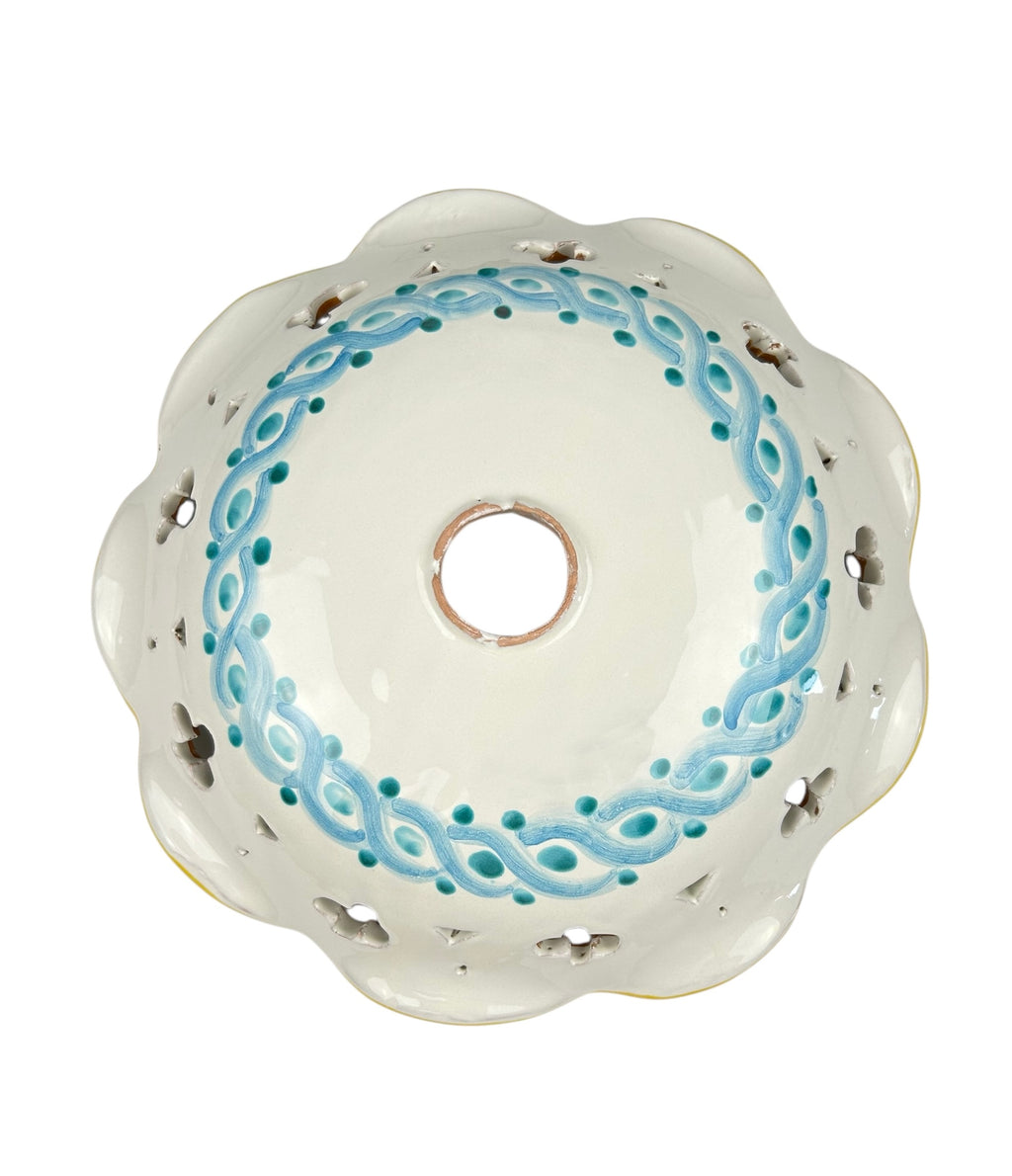 Piatto in ceramica per lampadario decorato realizzato e firmato a mano sospensione art. gomes