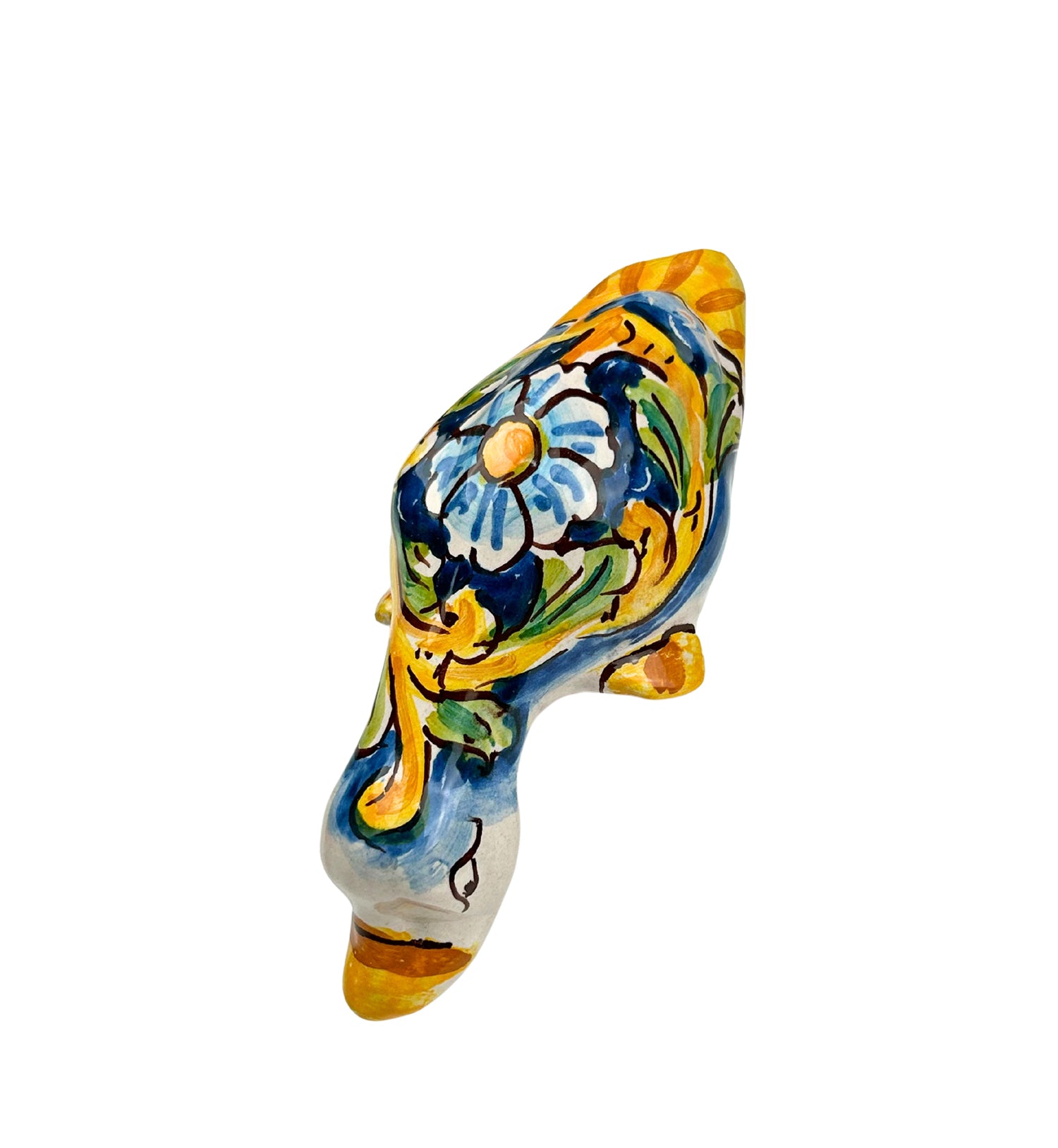 Papera in ceramica siciliana di santo stefano di camastra realizzata e decorata totalmente a mano barocco