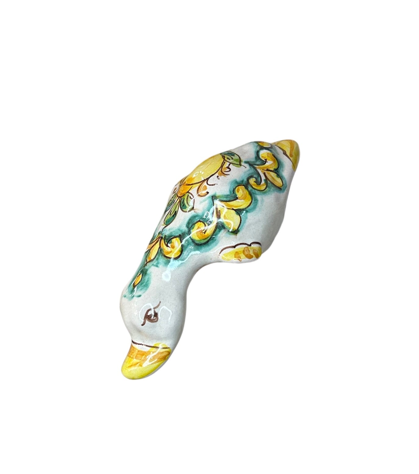 Papera in ceramica siciliana di santo stefano di camastra realizzata e decorata totalmente a mano limoni