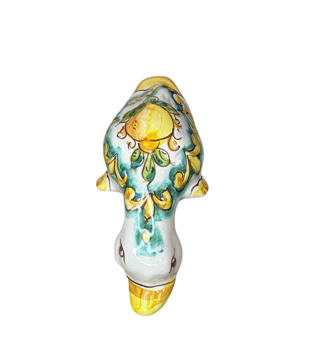 Papera in ceramica siciliana di santo stefano di camastra realizzata e decorata totalmente a mano limoni