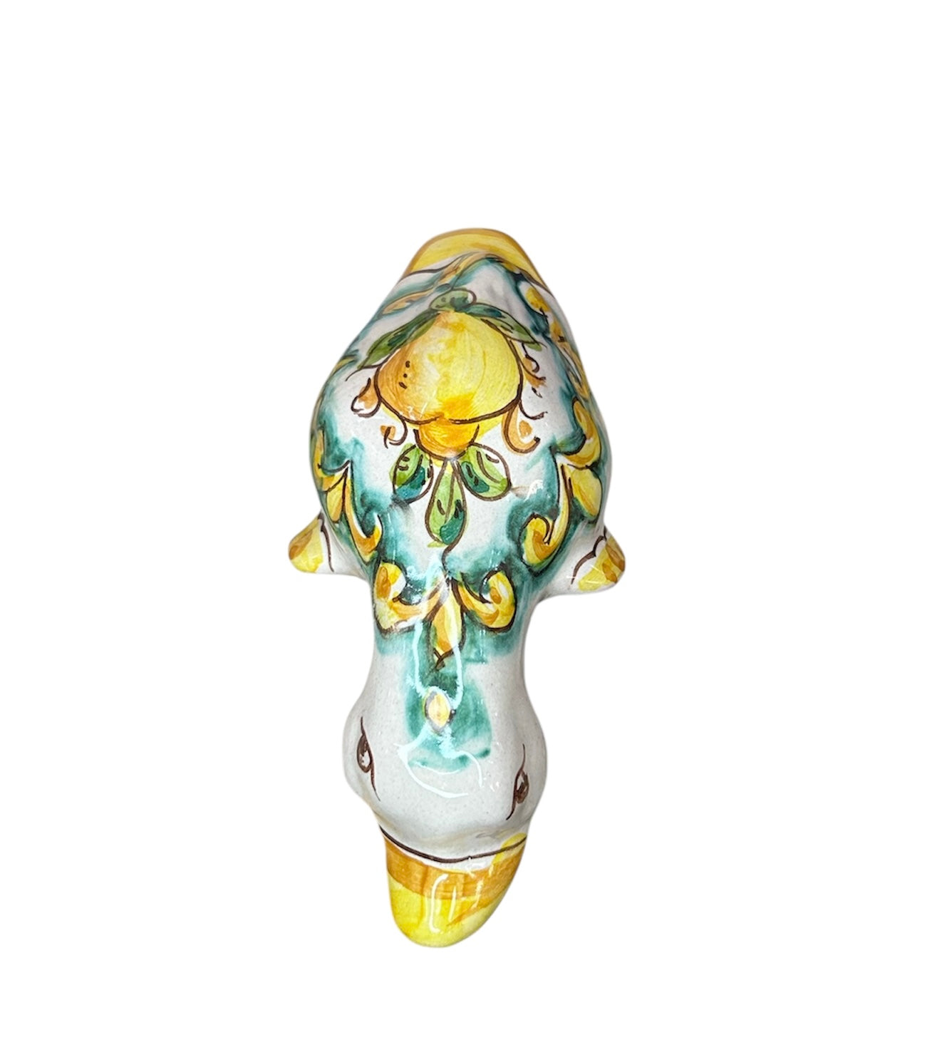 Papera in ceramica siciliana di santo stefano di camastra realizzata e decorata totalmente a mano limoni