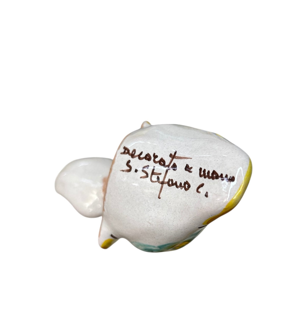 Papera in ceramica siciliana di santo stefano di camastra realizzata e decorata totalmente a mano limoni