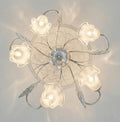 Plafoniera da soffitto moderna a 5 luci in ferro battuto e vetro realizzata artigianalmente coll. venere