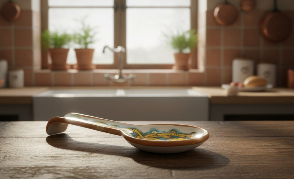 Poggiamestolo in ceramica decorata a mano da ceramisti siciliani gianluca art 25