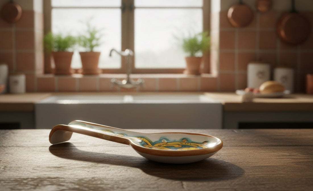 Ceramic spoon rest hand decorated by Sicilian ceramists gianluca art 25