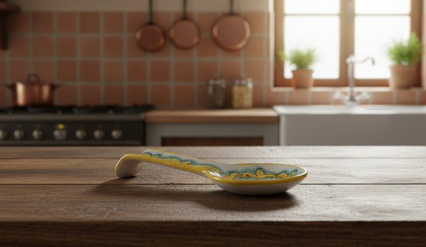 Poggiamestolo in ceramica decorata a mano da ceramisti siciliani limoni art 25