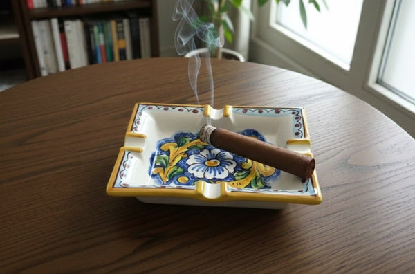 Portacenere in ceramica decorata a mano da ceramisti siciliani barocco art 27