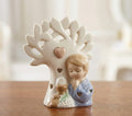 Bomboniera comunione bimbo albero della vita a led in porcellana bianco e celeste harmony PRCM24117