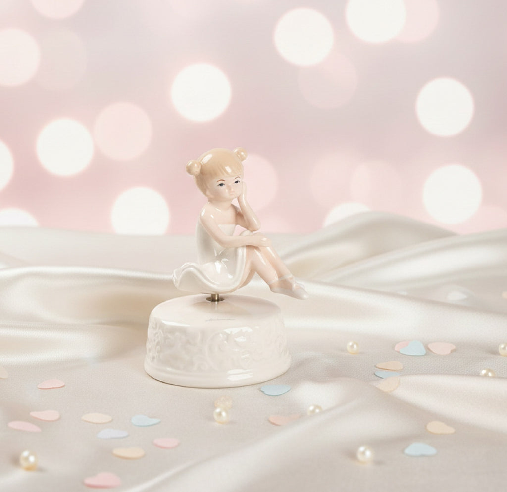 Carillon ballerina in porcellana bomboniera per comunione, cresima, Harmony PRCM25111
