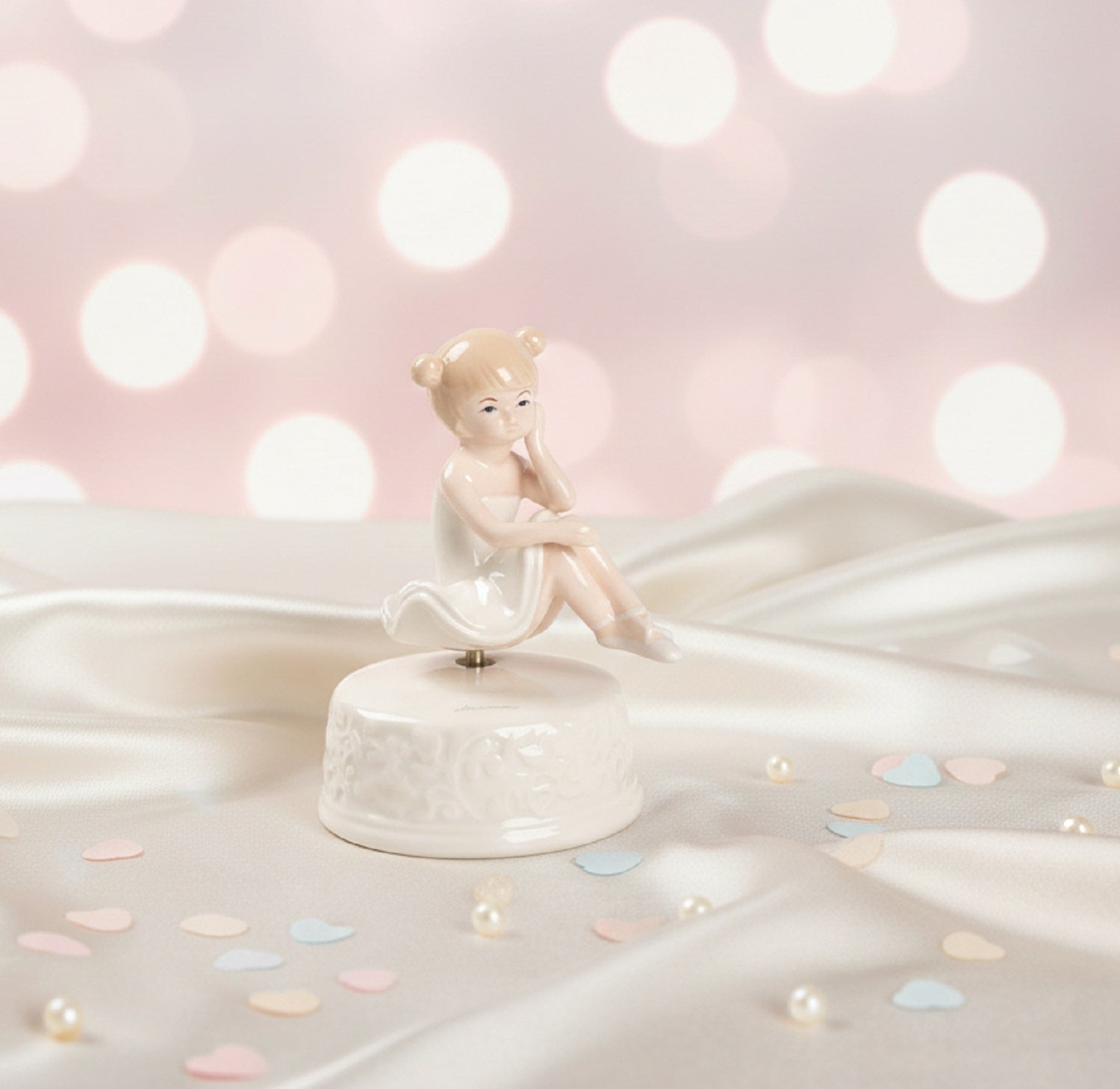 Carillon ballerina in porcellana bomboniera per comunione, cresima, Harmony PRCM25111