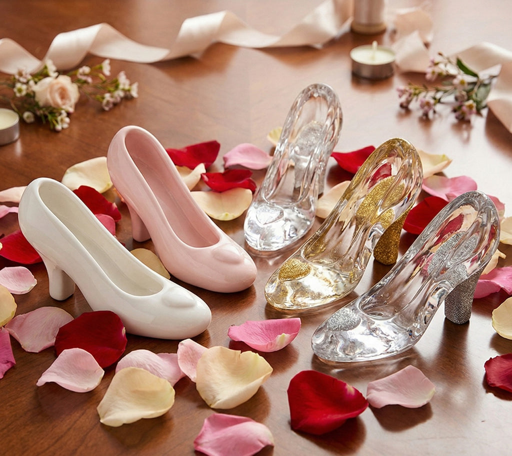 Scarpetta in vetro decorata con glitter bomboniera per comunione, cresima, matrimonio HarmonySNVT25271