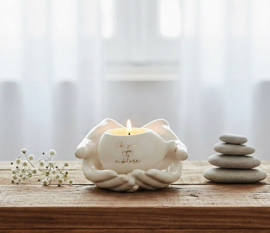 Porta candela mani con palloncino bomboniera per matrimonio,  battesimo, comunione, cresima Harmony