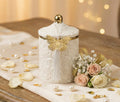 Bomboniera matrimonio scatola in porcellana bianca con candela profumata harmony PRMT24007