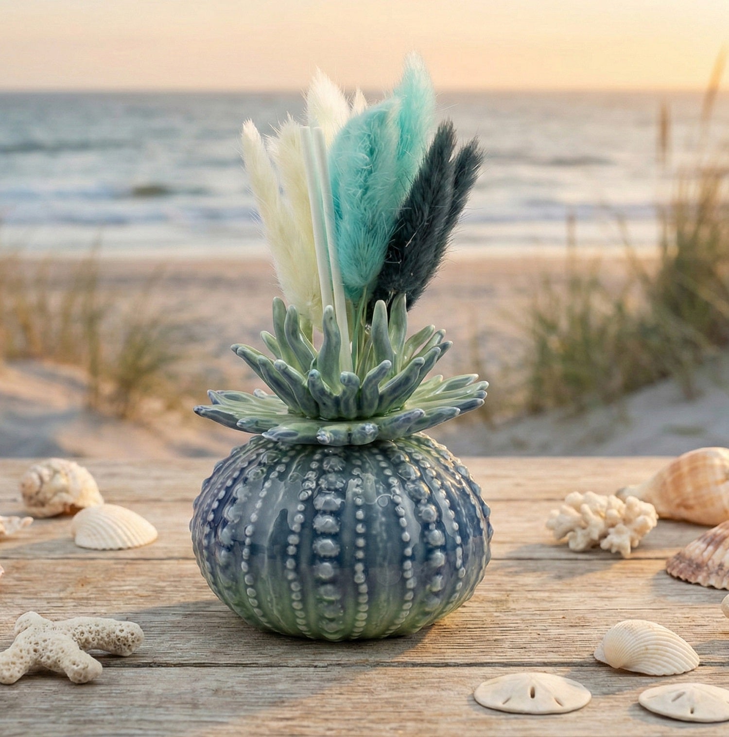 Bomboniera matrimonio profumatore anemone in porcellana blu con sfumatura harmony PRMT24131