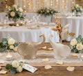 Profumatore set coppia teste di elefanti in porcellana bianco e oro bomboniera per comunione, cresima, matrimonio, Harmony PRMT25017