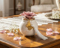 Scatola piccola tonda con fiore e candela profumata decorata con farfalla bomboniera per comunione, cresima, matrimonio Harmony PRMT25056