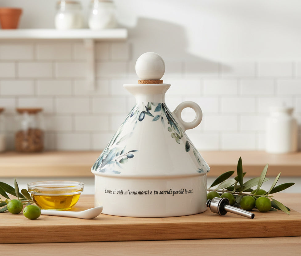 Oliera in porcellana decorata bomboniera per matrimonio Harmony PRMT25073