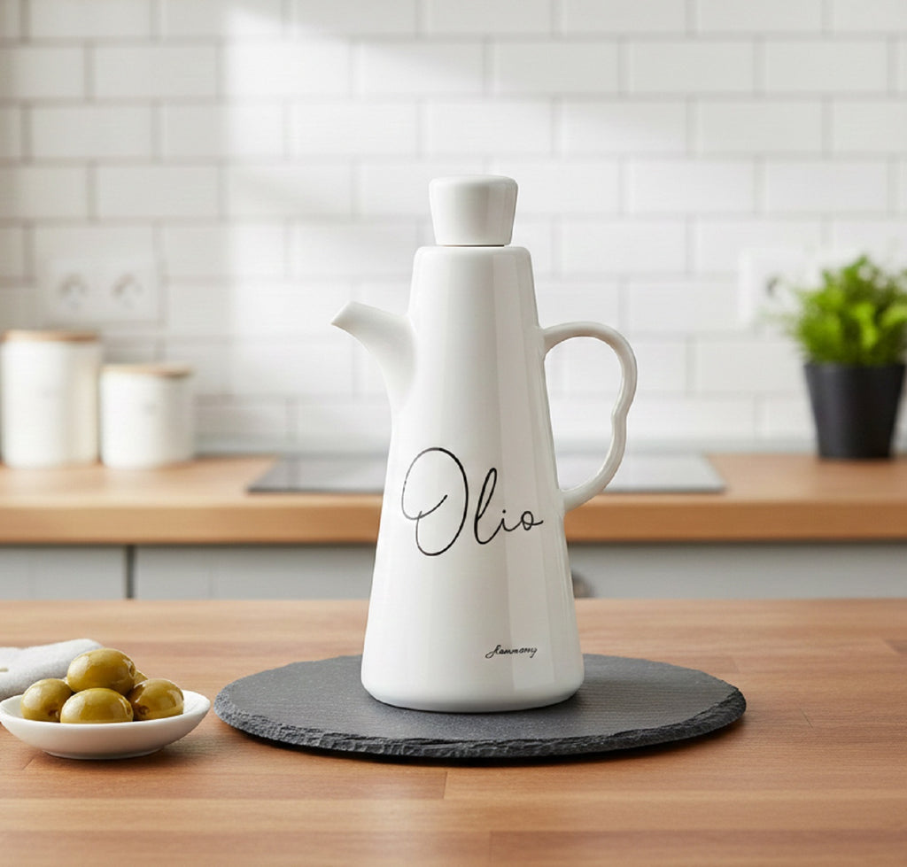 Oliera in porcellana bianca grande bomboniera per matrimonio, ricorrenze, Harmony PRMT26117