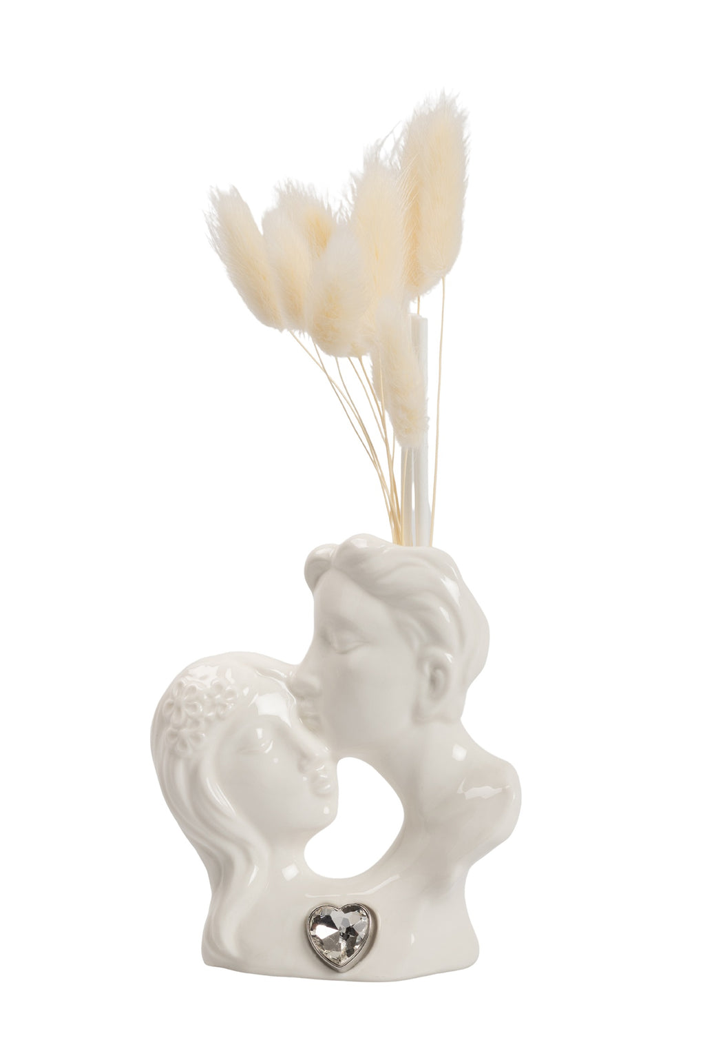 Profumatore Coppia Bianca con Cuore in Cristallo bomboniera per Matrimonio, ricorrenze, Harmony PRMT26157